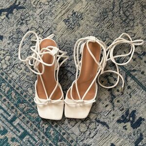 White Square Top Wrap Heel